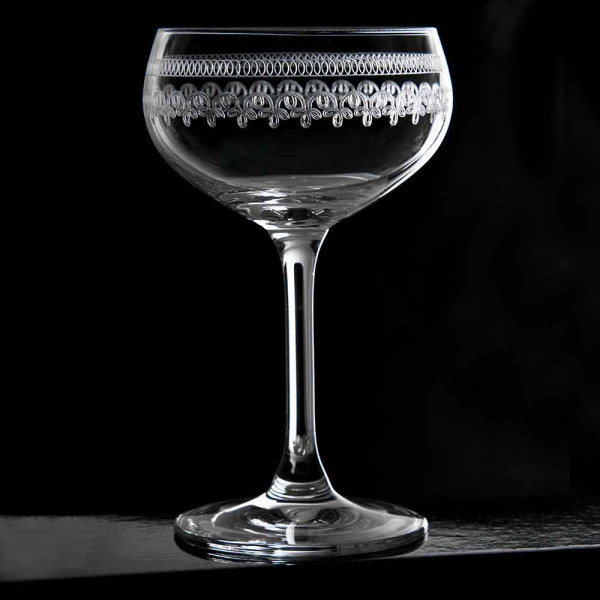 A Copeland Distillery coupe glass / champagne saucer