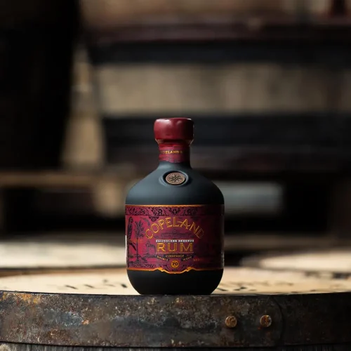 A bottle of Smugglers' Reserve Overproof Rum by Copeland Distillery